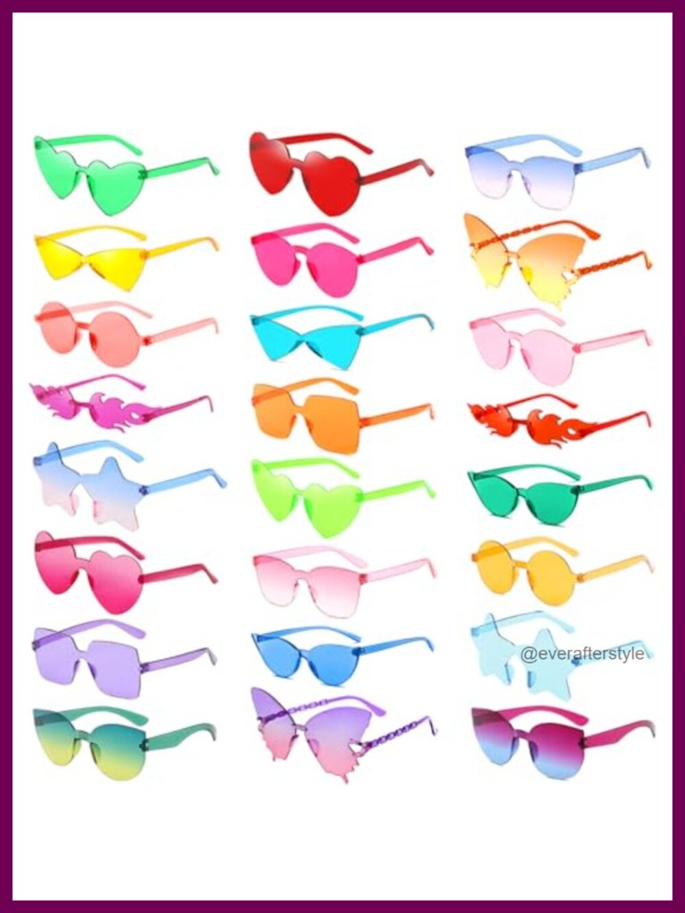 24 Pack Rimless Retro Sunglasses Mixed Styles Party Favor